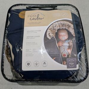 NWT Petit Coulou Navy Winter Cover for Baby Car Seat